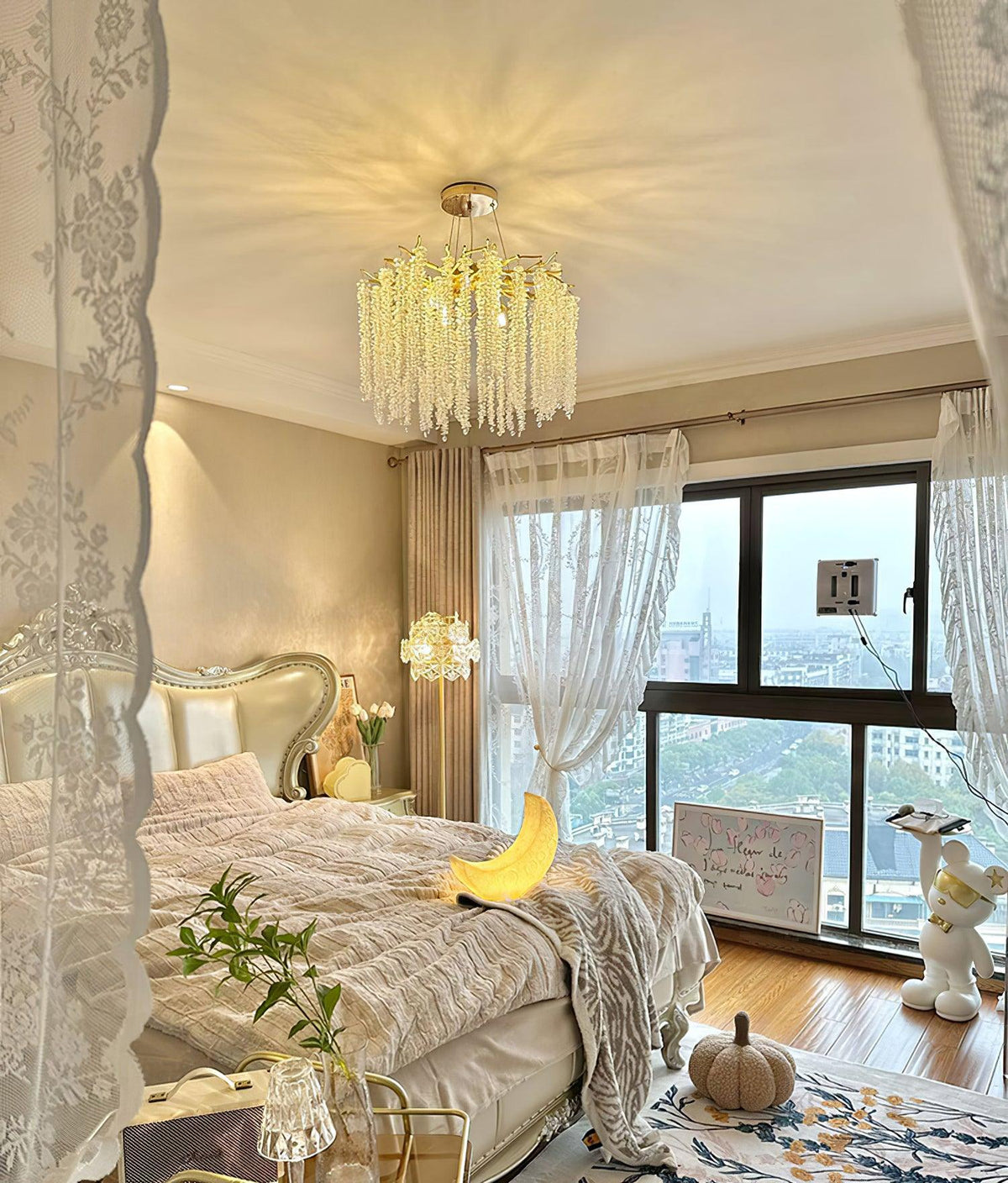 Lustra Lux Lampadario Elegante con Rami di Cristallo Oro - Relic Pieces