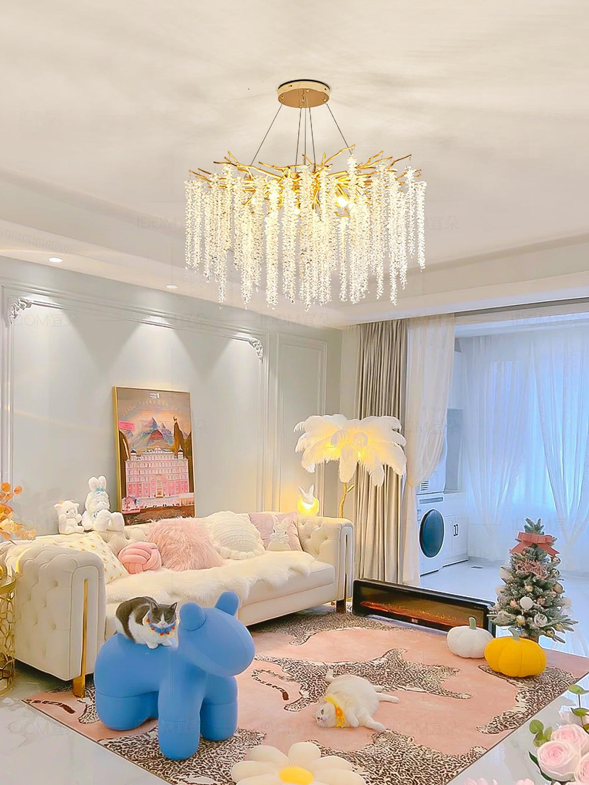 Lustra Lux Lampadario Elegante con Rami di Cristallo Oro - Relic Pieces