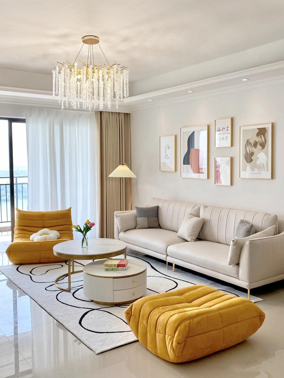 Lustra Lux Lampadario Elegante con Rami di Cristallo Oro - Relic Pieces