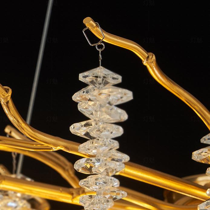 Lustra Lux Lampadario Elegante con Rami di Cristallo Oro - Relic Pieces