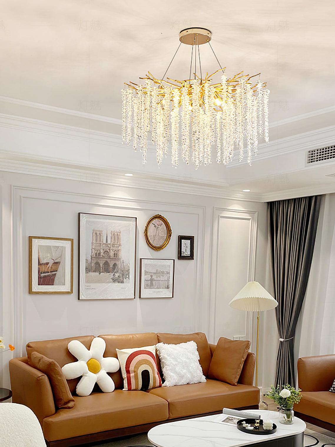 Lustra Lux Lampadario Elegante con Rami di Cristallo Oro - Relic Pieces