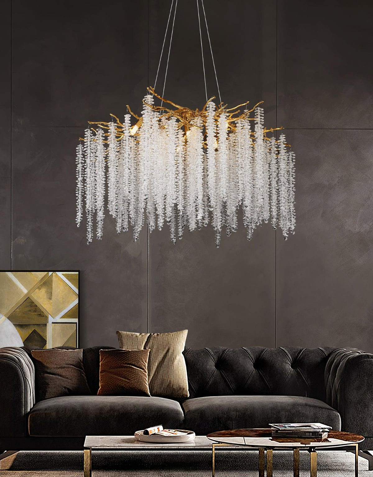 Lustra Lux Lampadario Elegante con Rami di Cristallo Oro - Relic Pieces