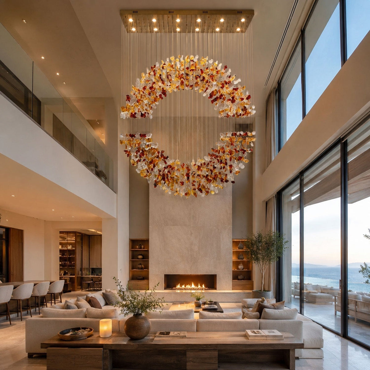 Amber Crystal Halo lampadario