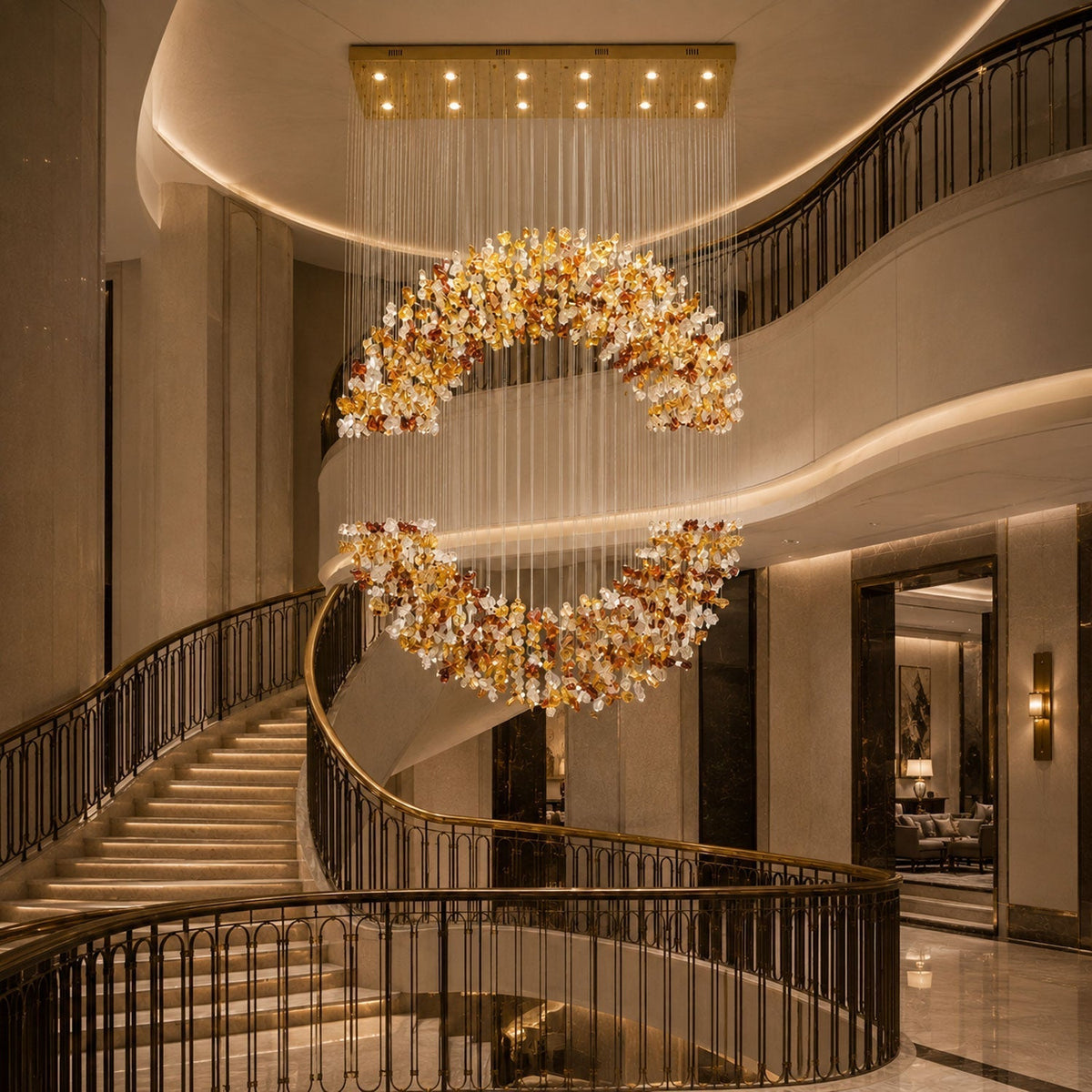 Amber Crystal Halo lampadario