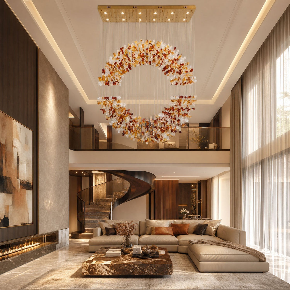 Amber Crystal Halo lampadario