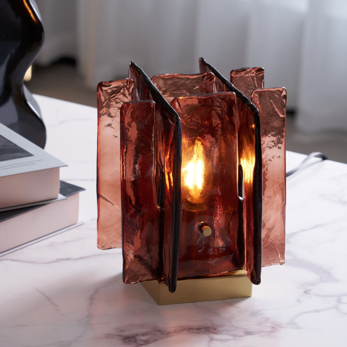 Avlaear lampada da tavolo in vetro artigianale