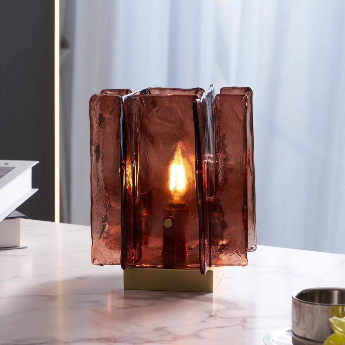 Avlaear lampada da tavolo in vetro artigianale