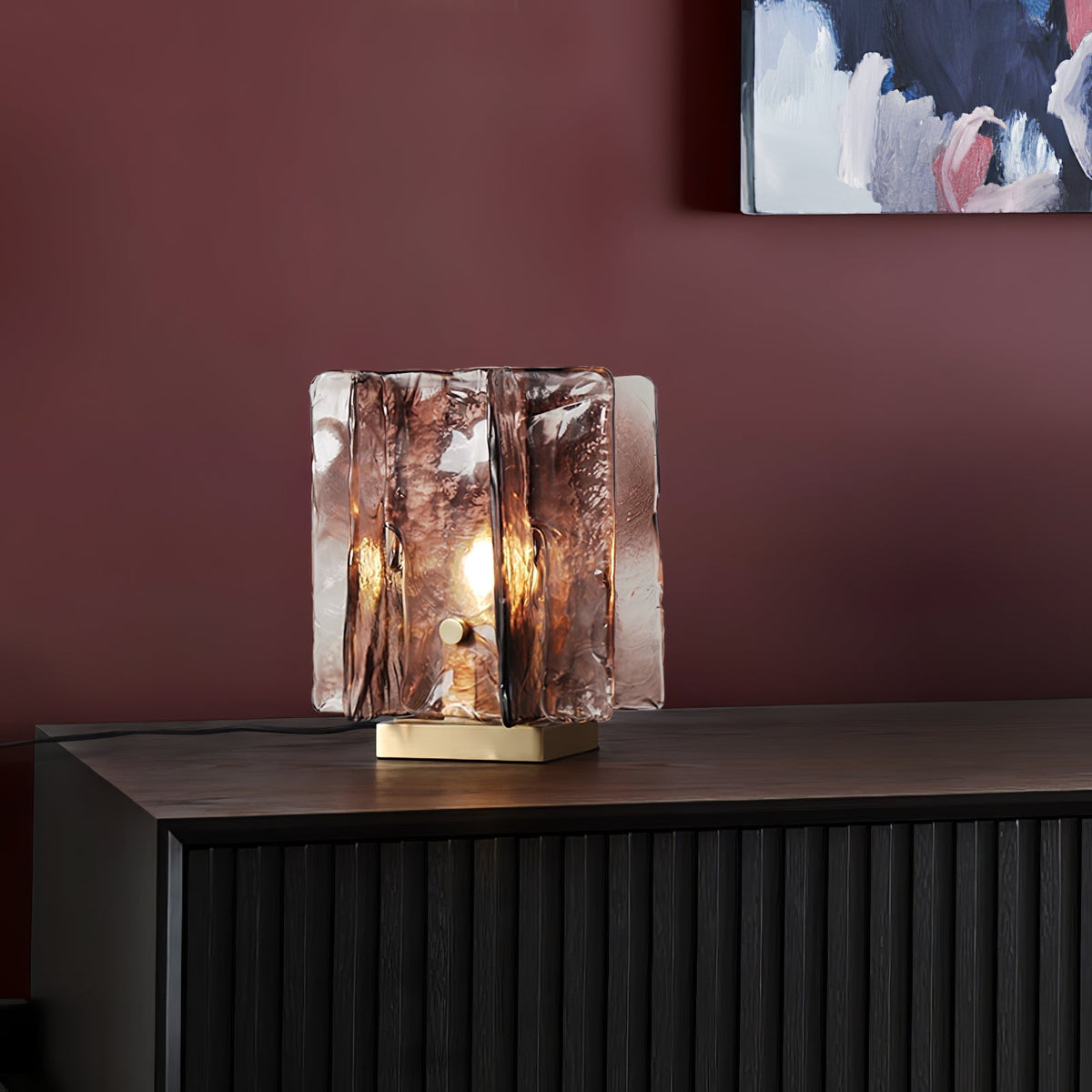 Avlaear lampada da tavolo in vetro artigianale