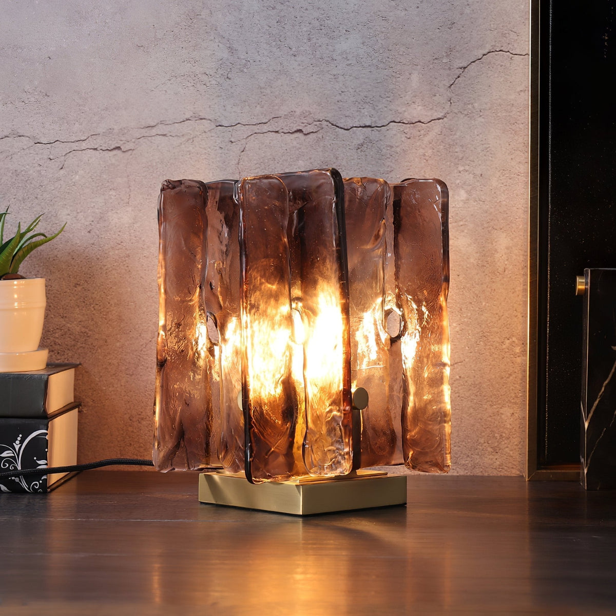 Avlaear lampada da tavolo in vetro artigianale