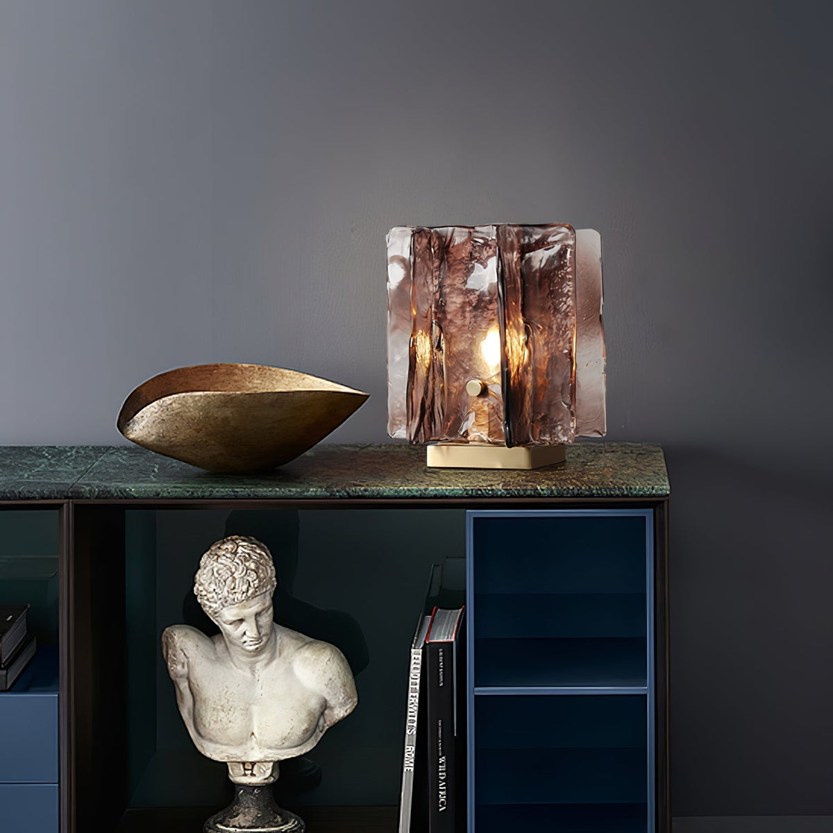 Avlaear lampada da tavolo in vetro artigianale
