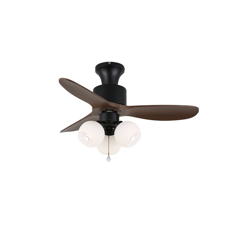 Elvuella Ventilatore da soffitto con luce in vetro e legno vintage