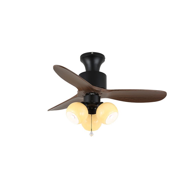 Elvuella Ventilatore da soffitto con luce in vetro e legno vintage