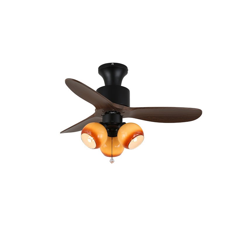 Elvuella Ventilatore da soffitto con luce in vetro e legno vintage