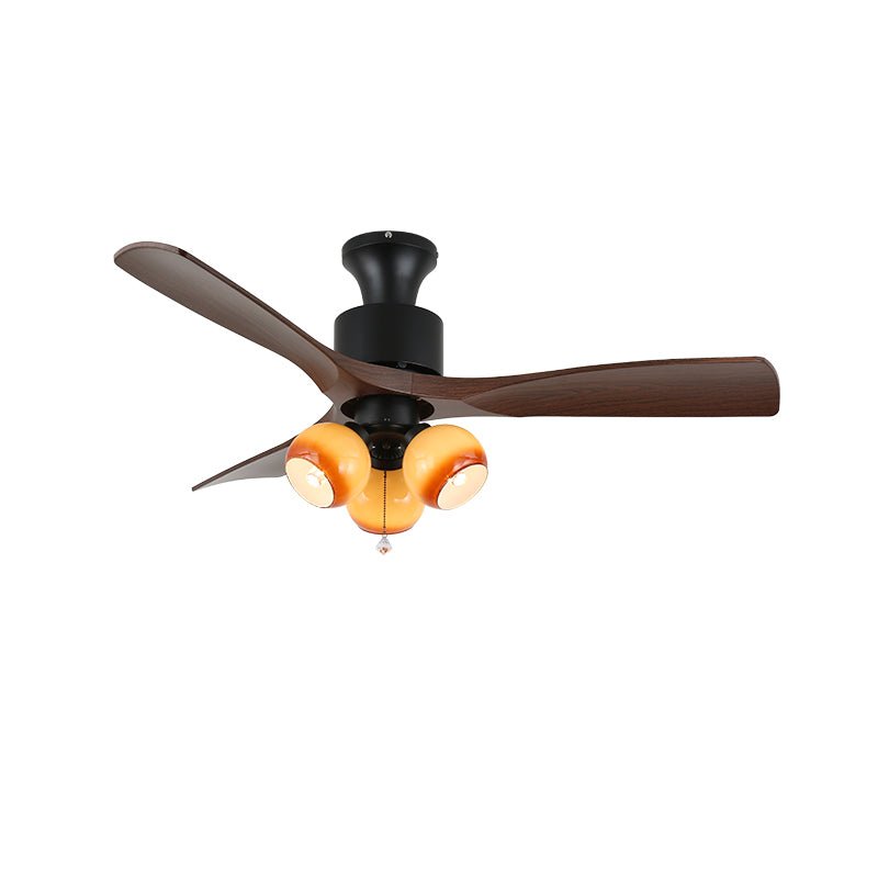 Elvuella Ventilatore da soffitto con luce in vetro e legno vintage