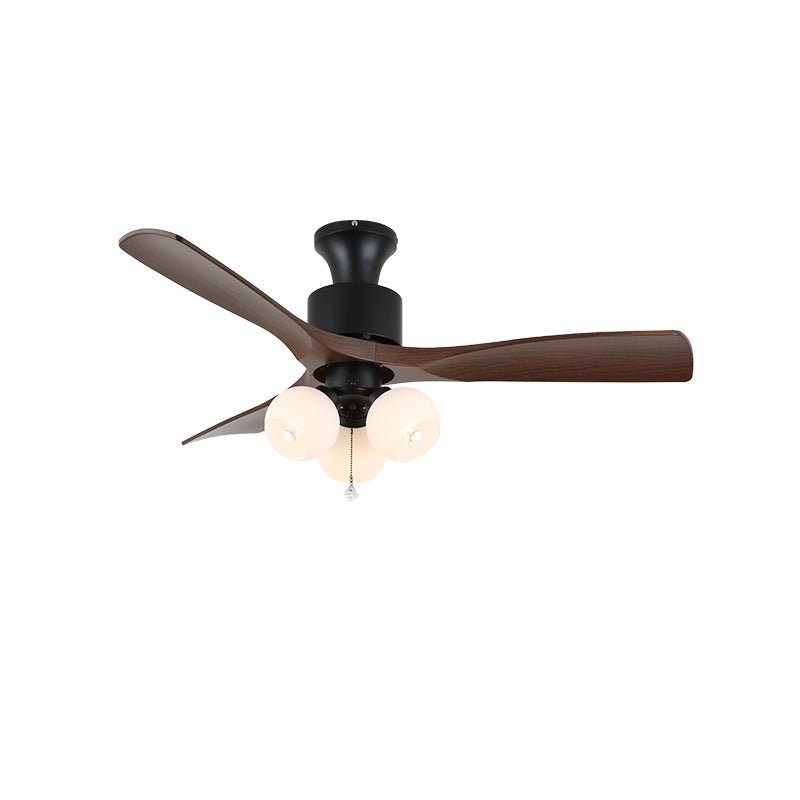 Elvuella Ventilatore da soffitto con luce in vetro e legno vintage