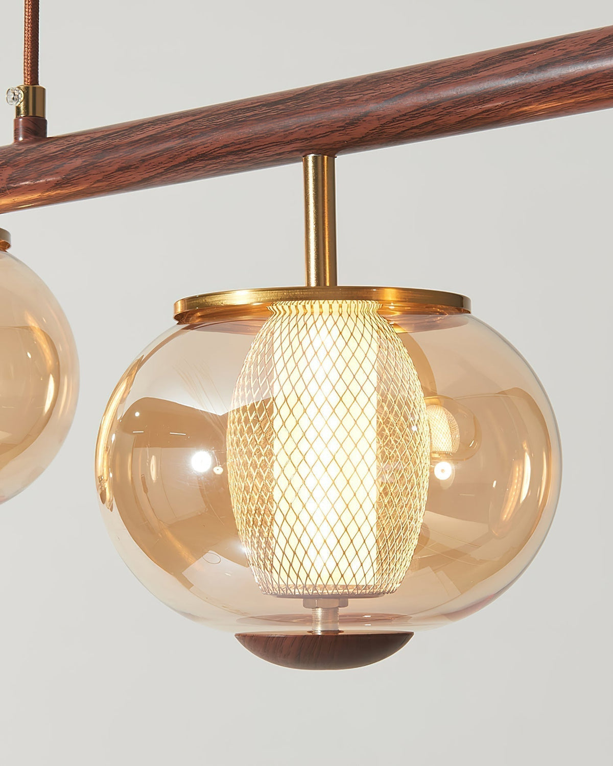 Alviora lampada a sospensione legno vetro lineare Japandi