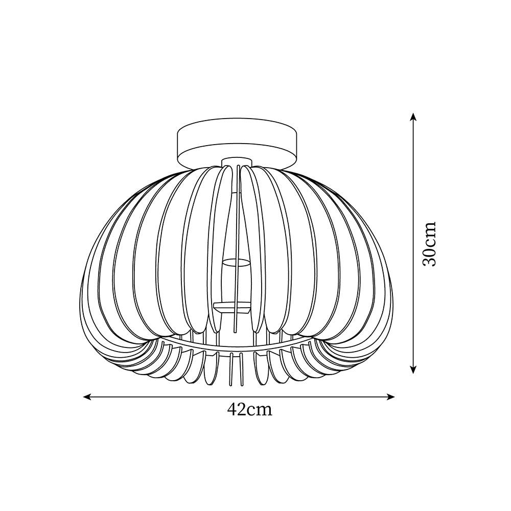 Lampada da soffitto a forma di zucca con rosone e paralume di basswood naturale | Relic Pieces