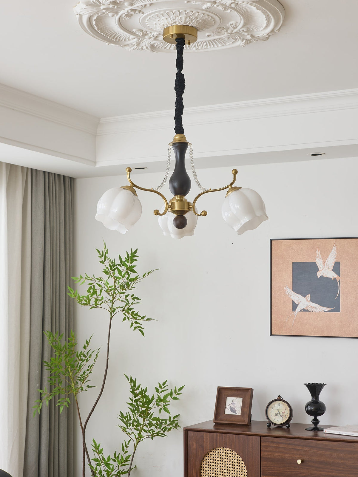 Elvorine lampadario legno vetro vintage