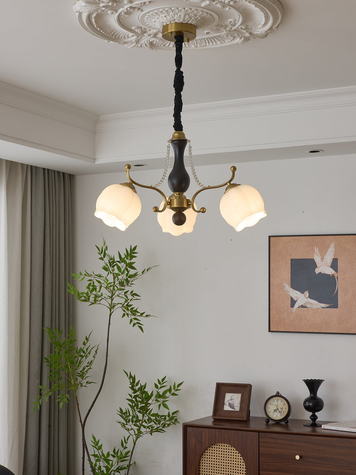 Elvorine lampadario legno vetro vintage