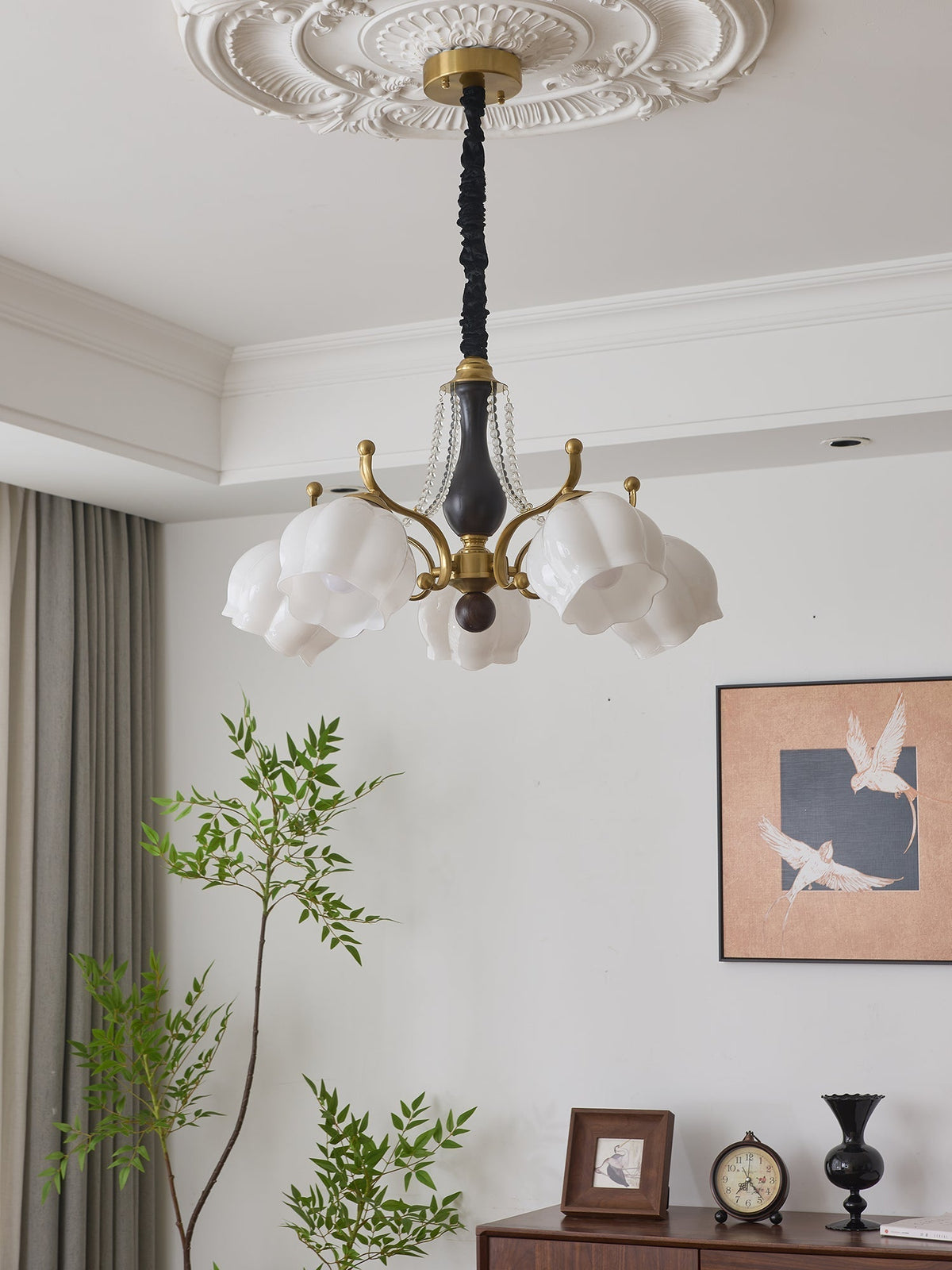 Elvorine lampadario legno vetro vintage