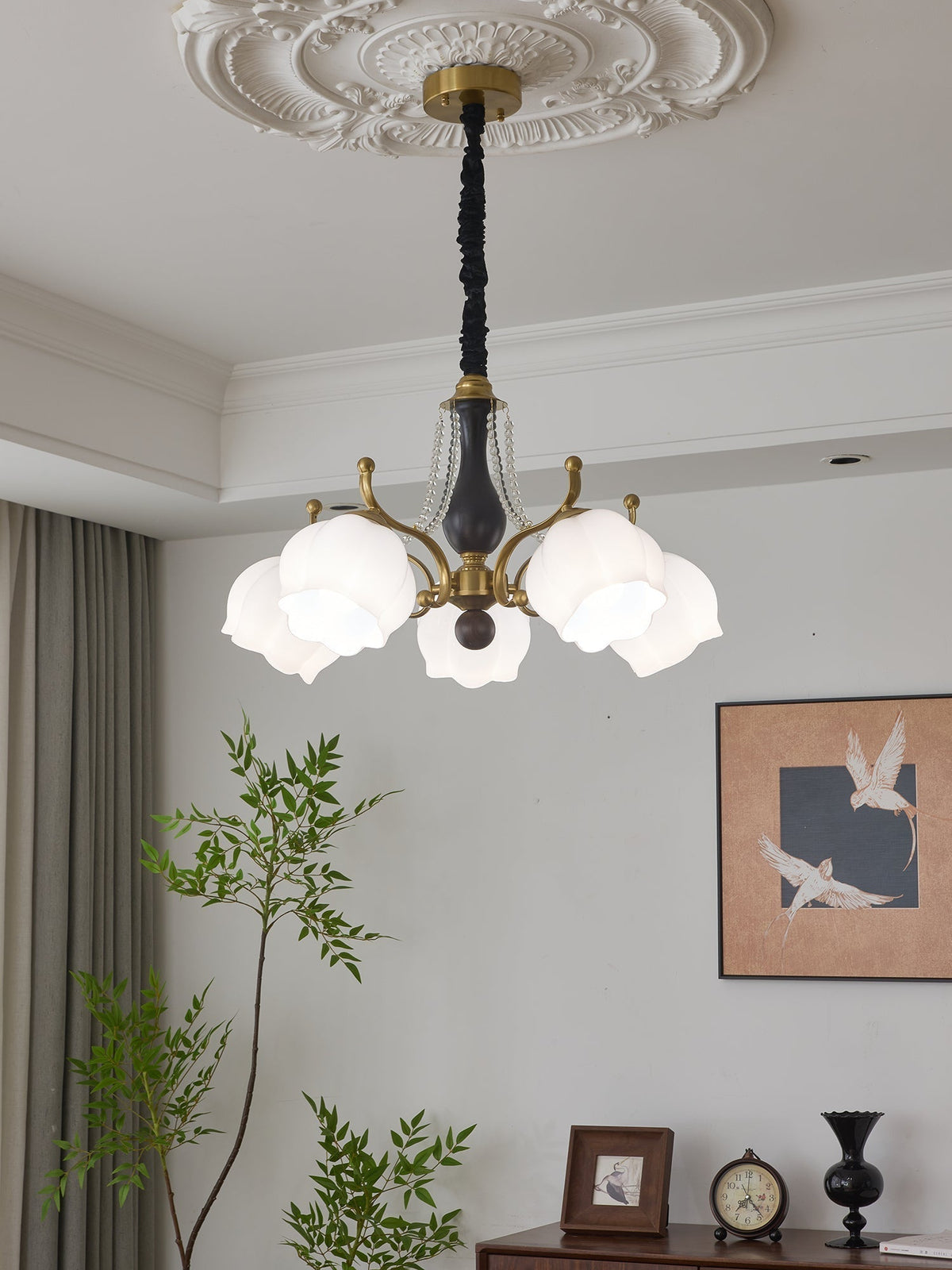 Elvorine lampadario legno vetro vintage