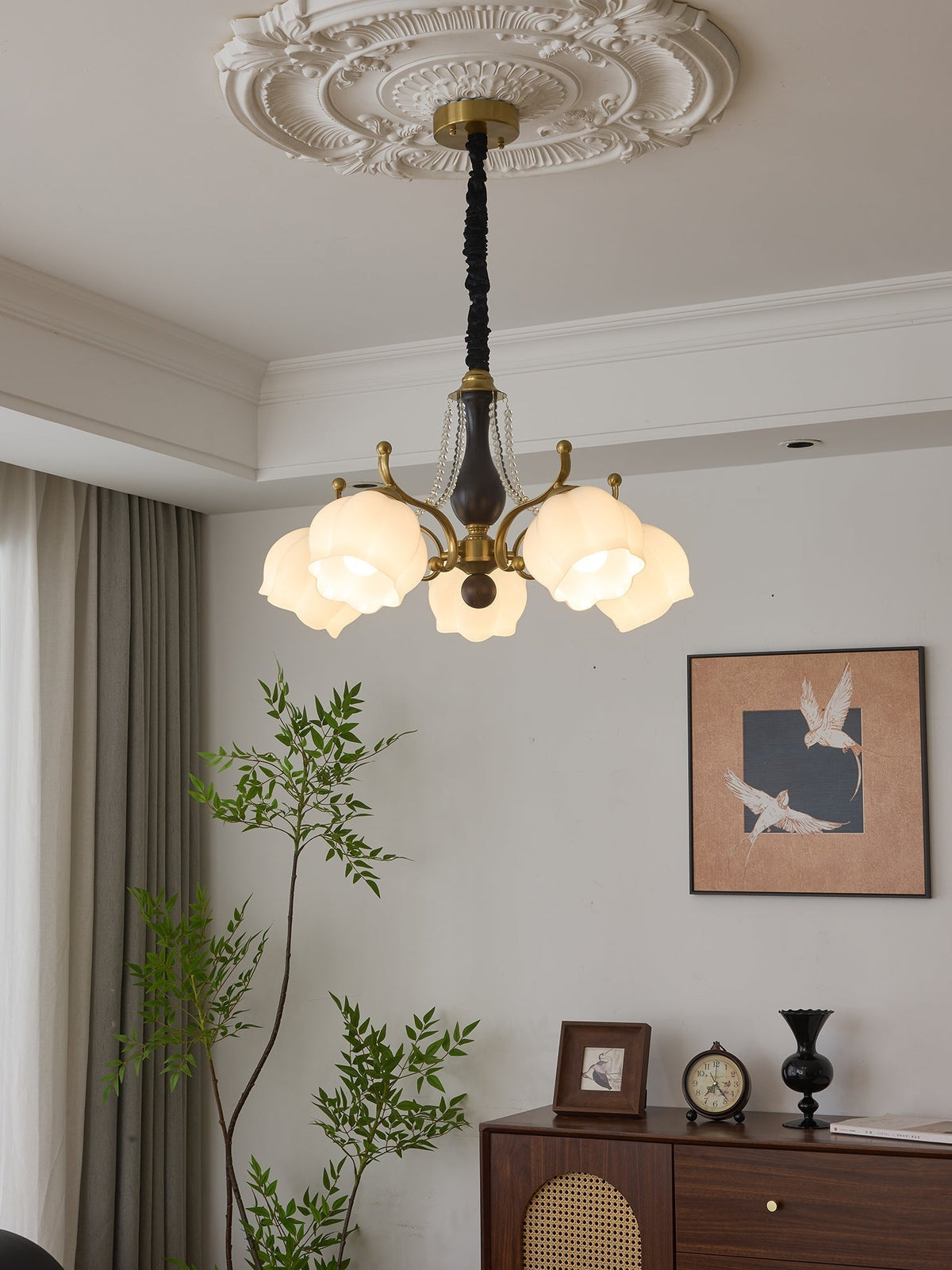 Elvorine lampadario legno vetro vintage