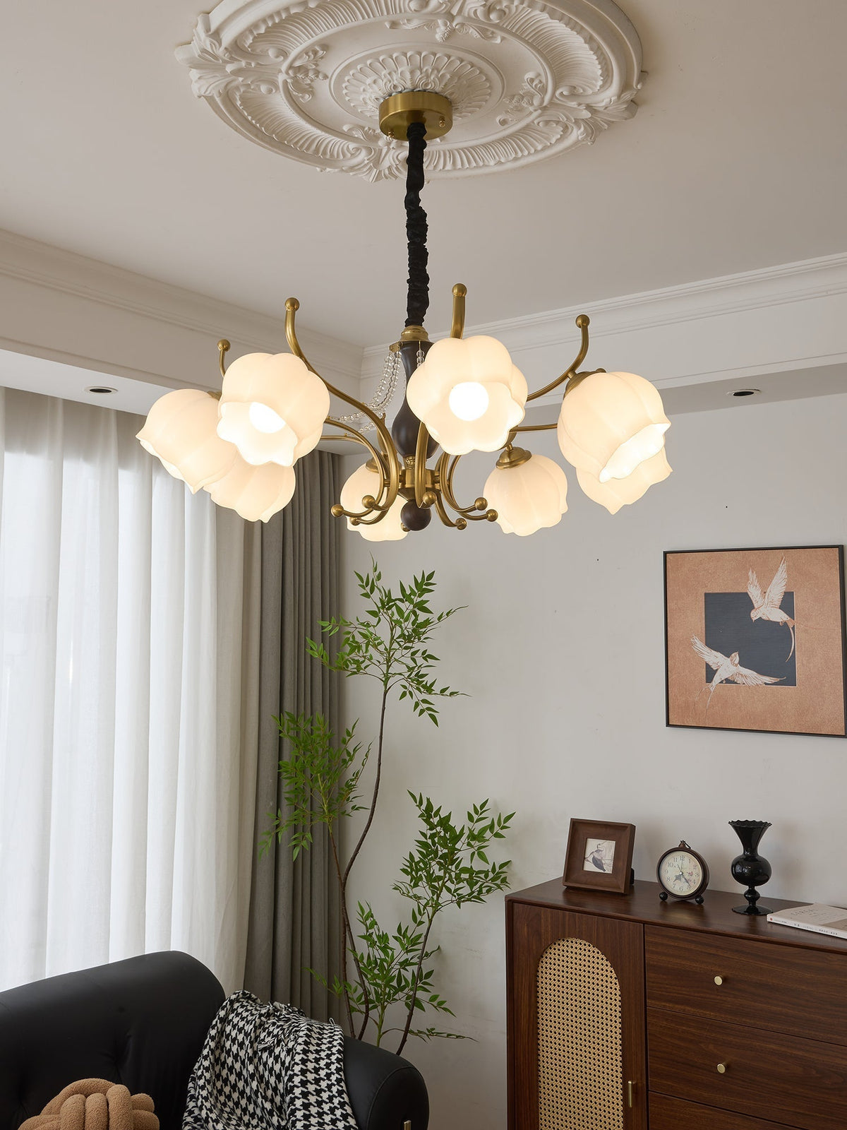 Elvorine lampadario legno vetro vintage