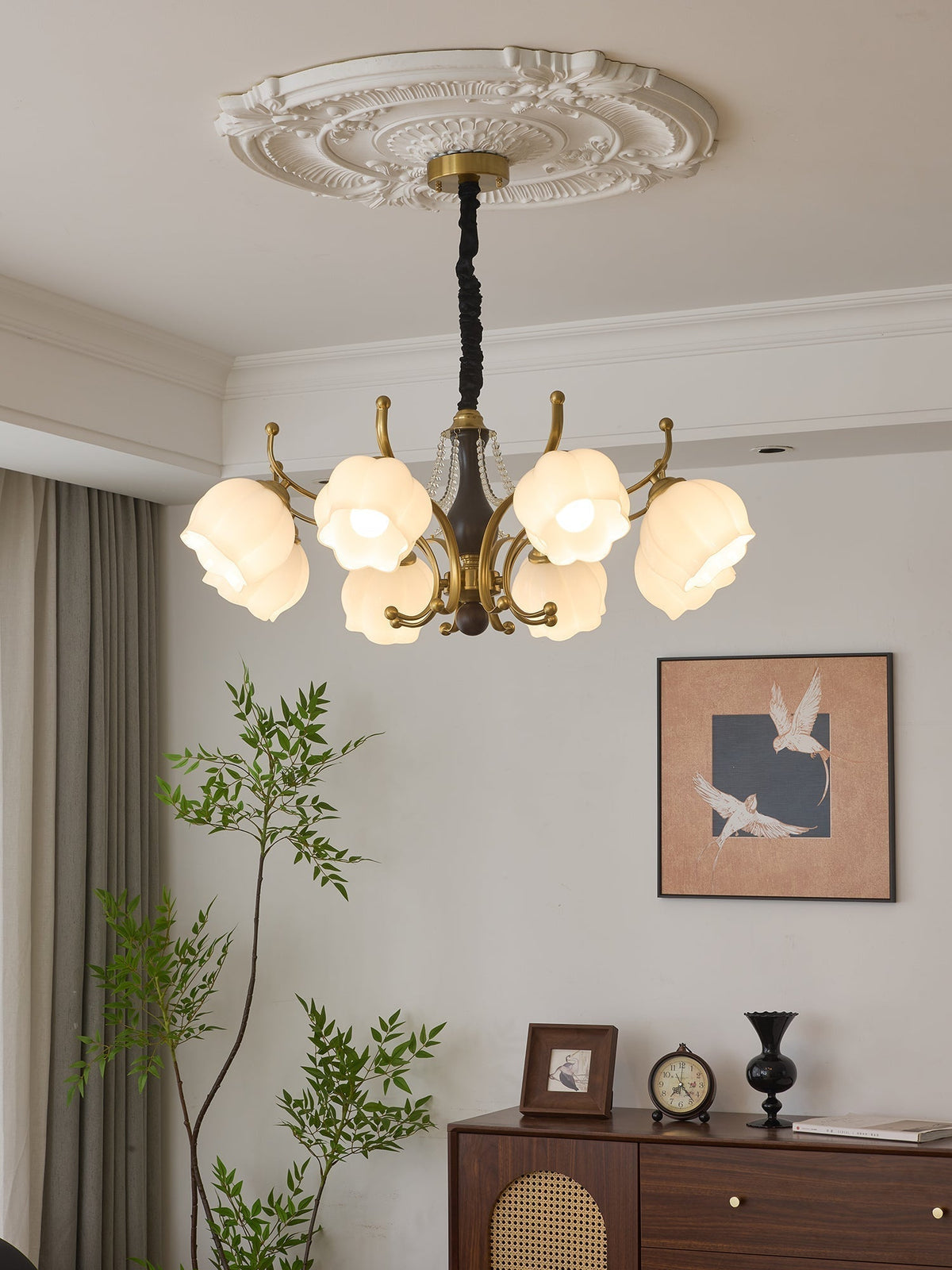 Elvorine lampadario legno vetro vintage