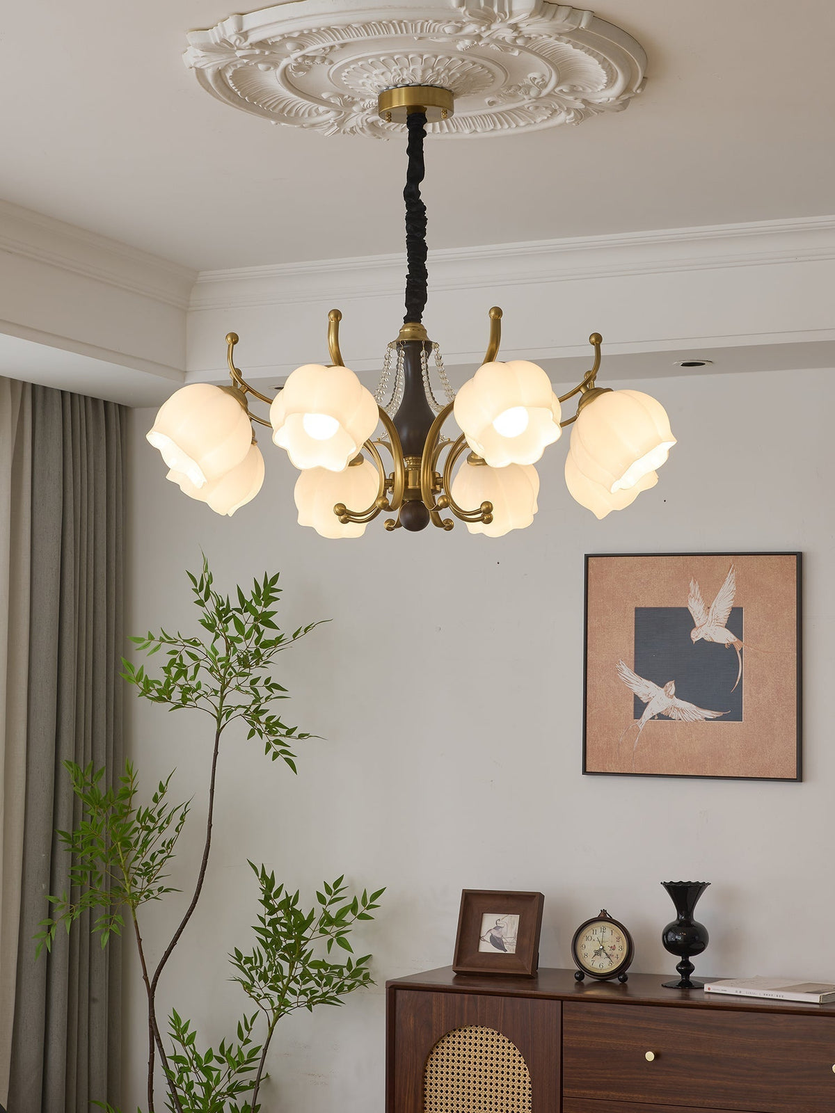 Elvorine lampadario legno vetro vintage