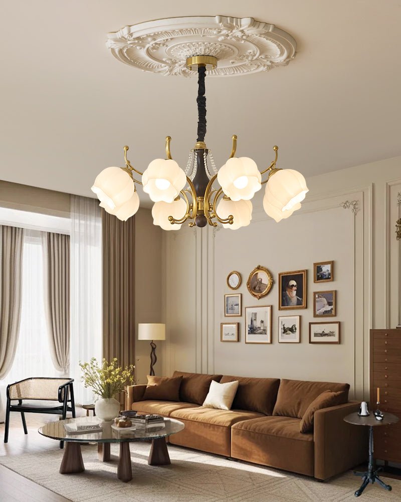 Elvorine lampadario legno vetro vintage