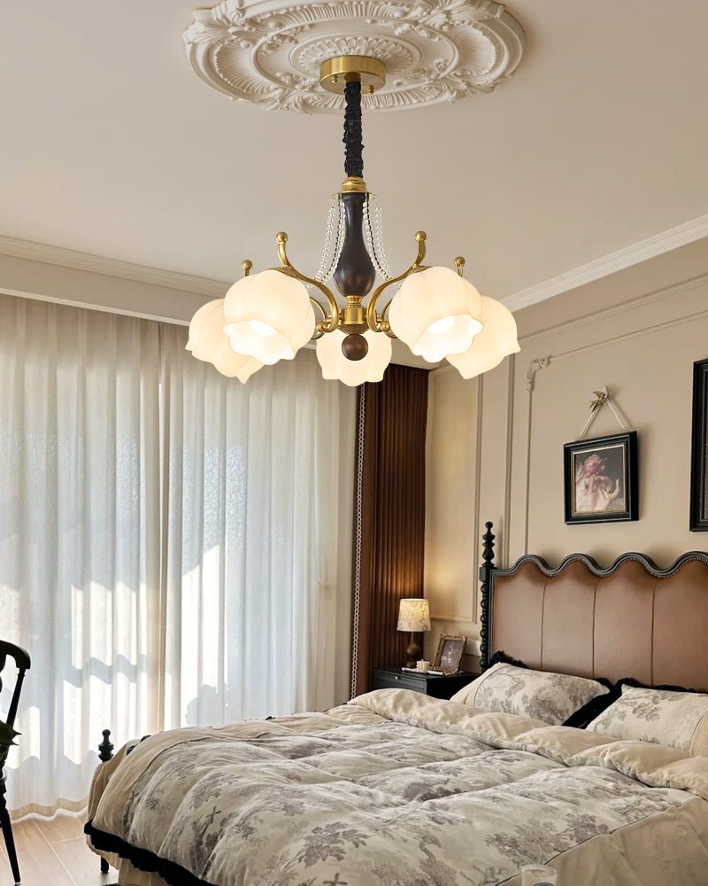 Elvorine lampadario legno vetro vintage
