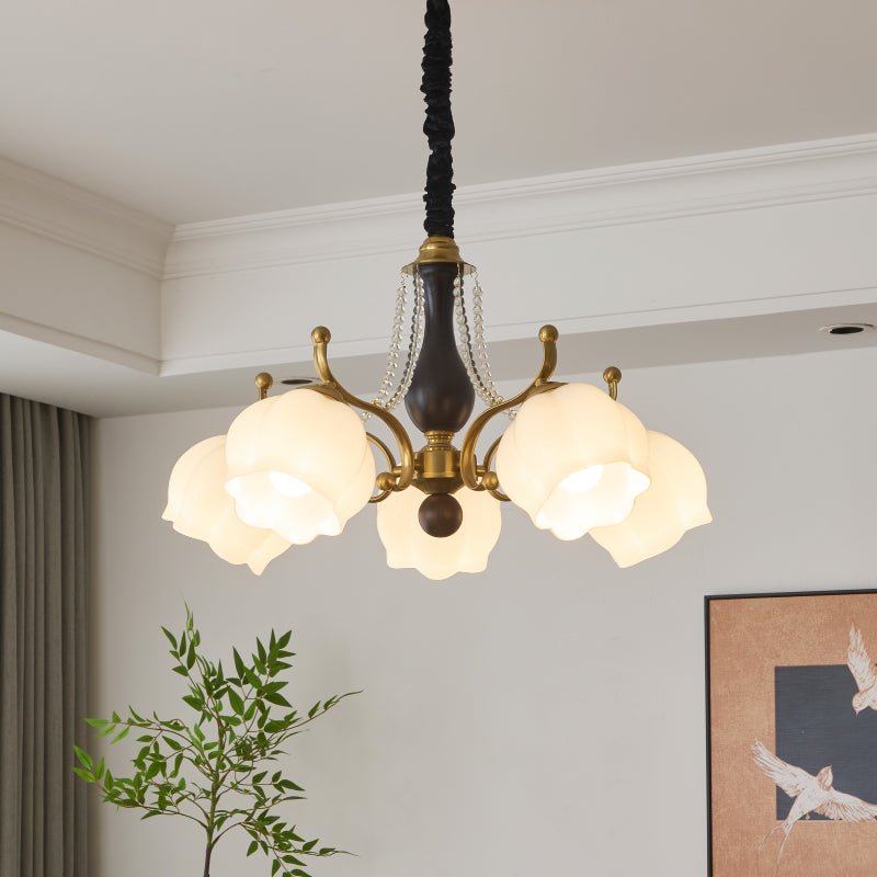 Elvorine lampadario legno vetro vintage