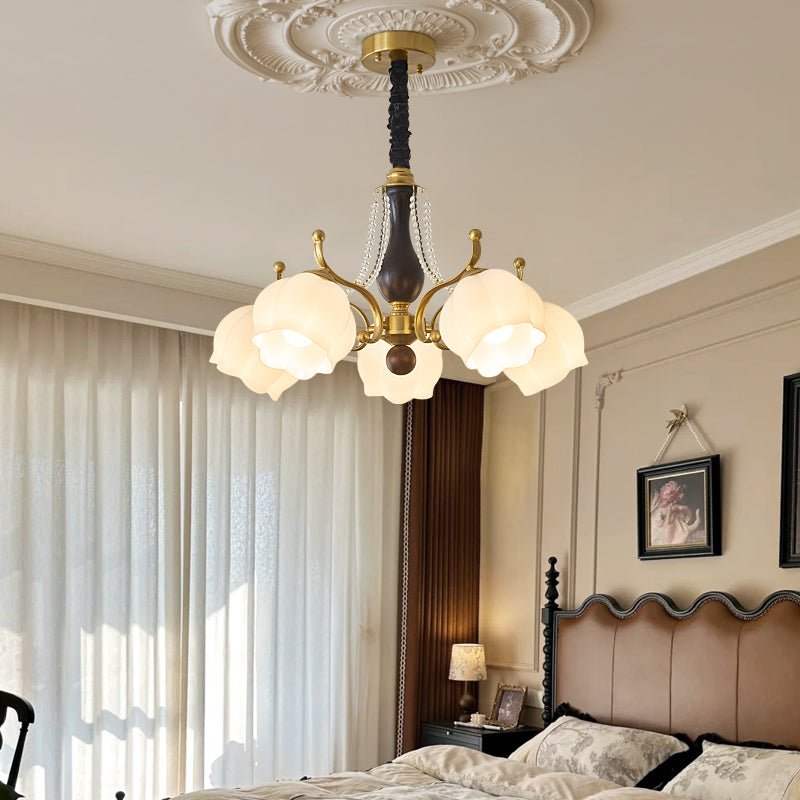 Elvorine lampadario legno vetro vintage