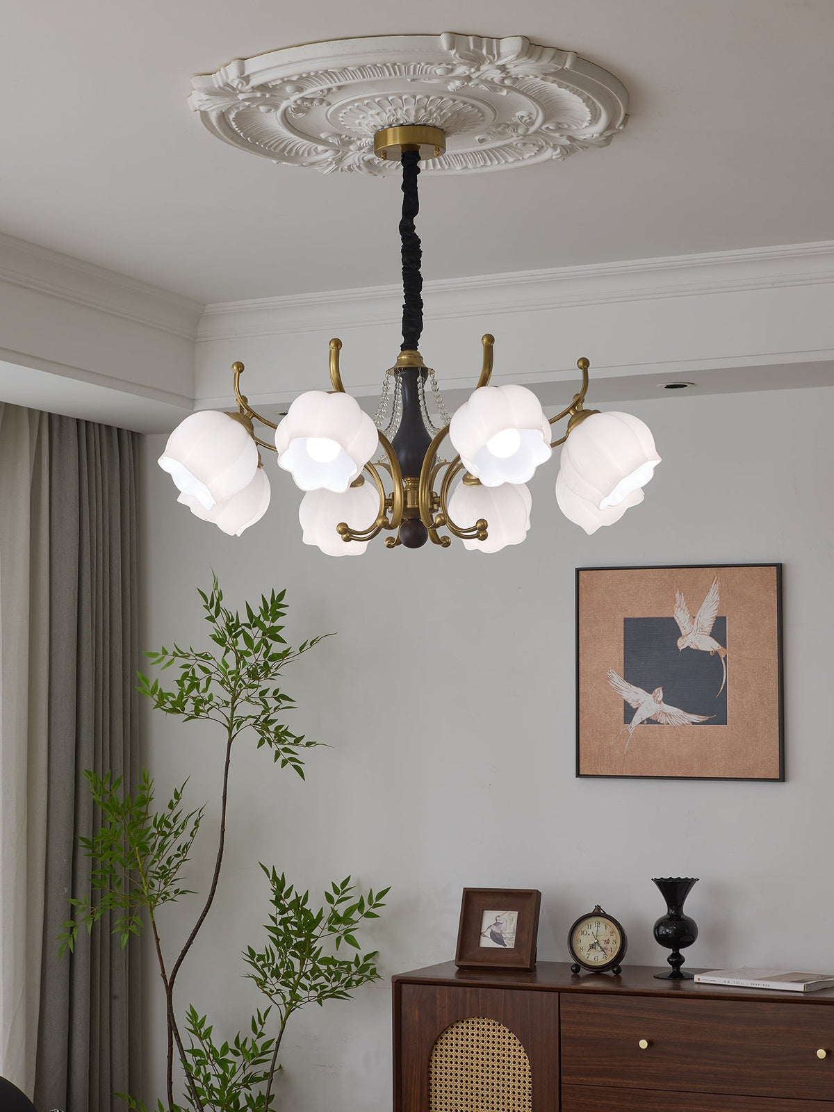 Elvorine lampadario legno vetro vintage