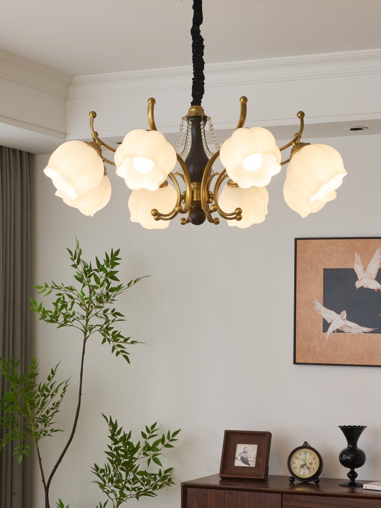 Elvorine lampadario legno vetro vintage