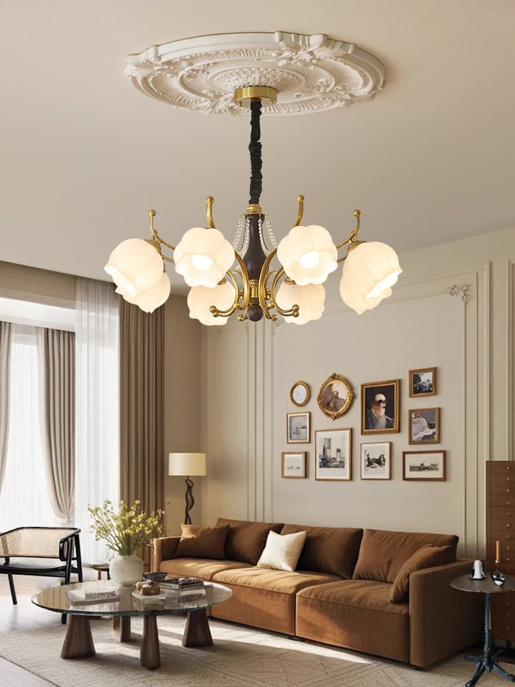 Elvorine lampadario legno vetro vintage