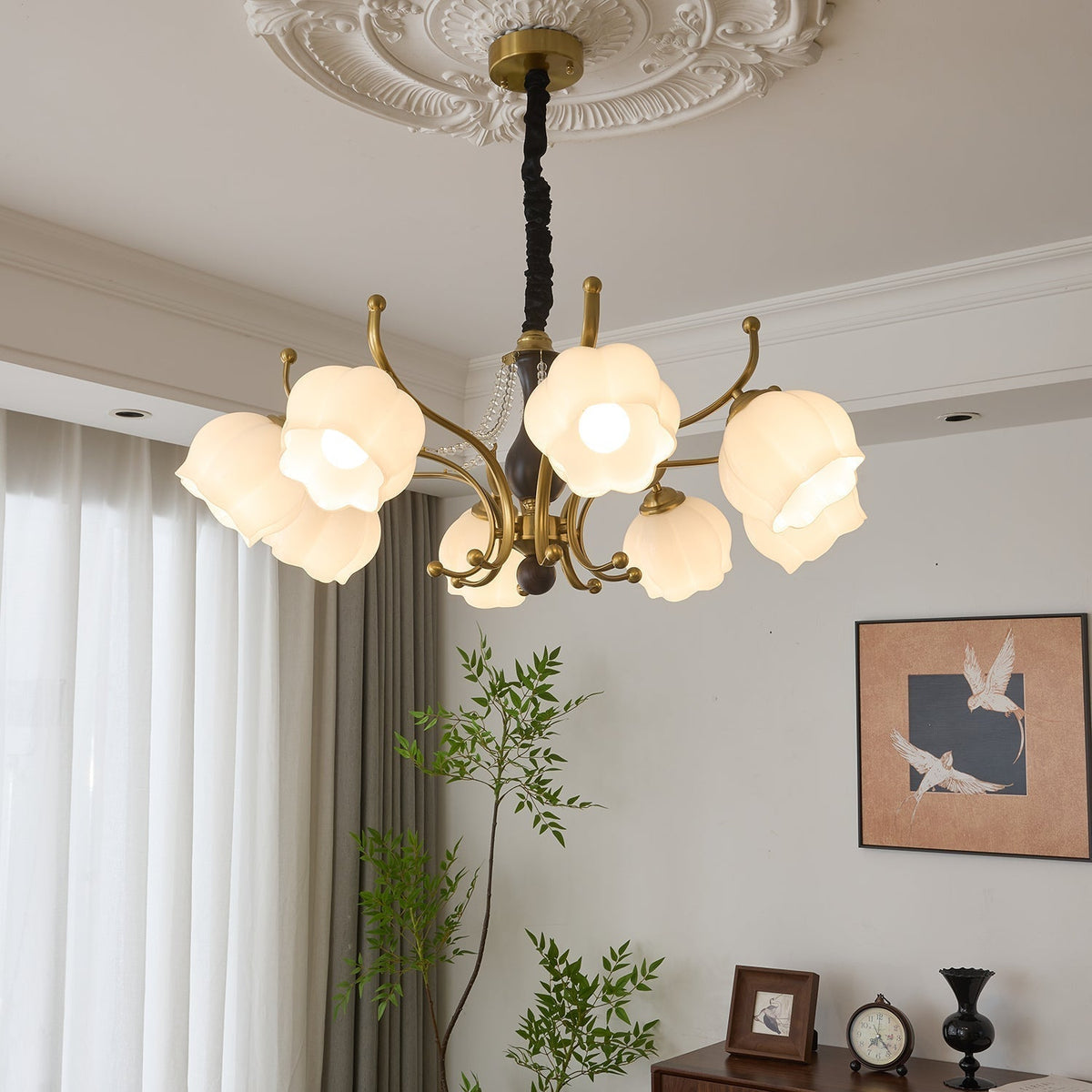 Elvorine lampadario legno vetro vintage
