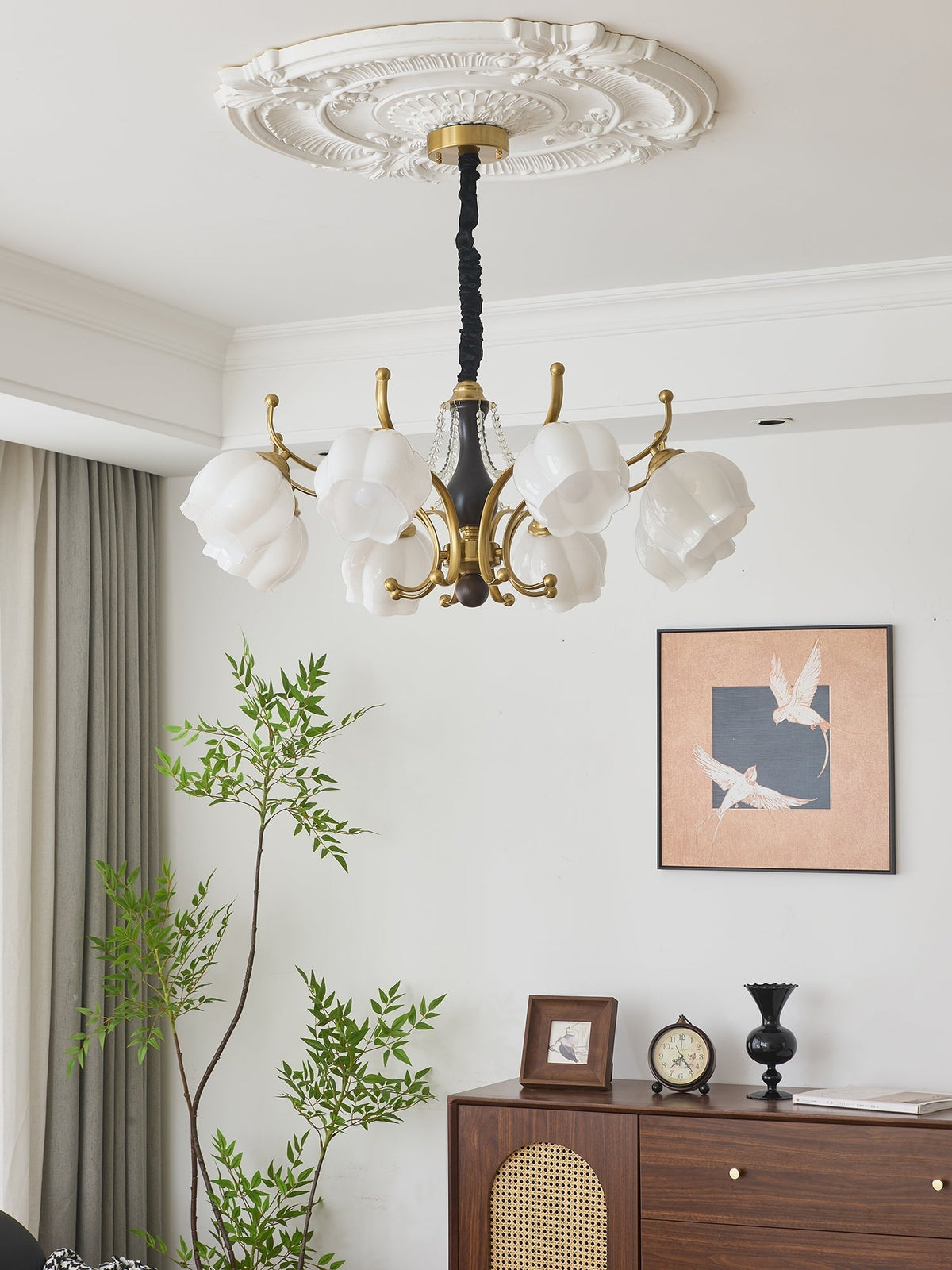 Elvorine lampadario legno vetro vintage