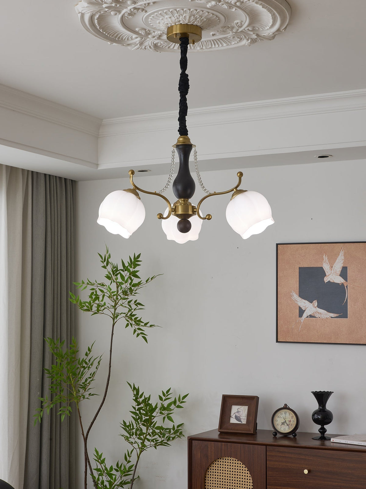 Elvorine lampadario legno vetro vintage