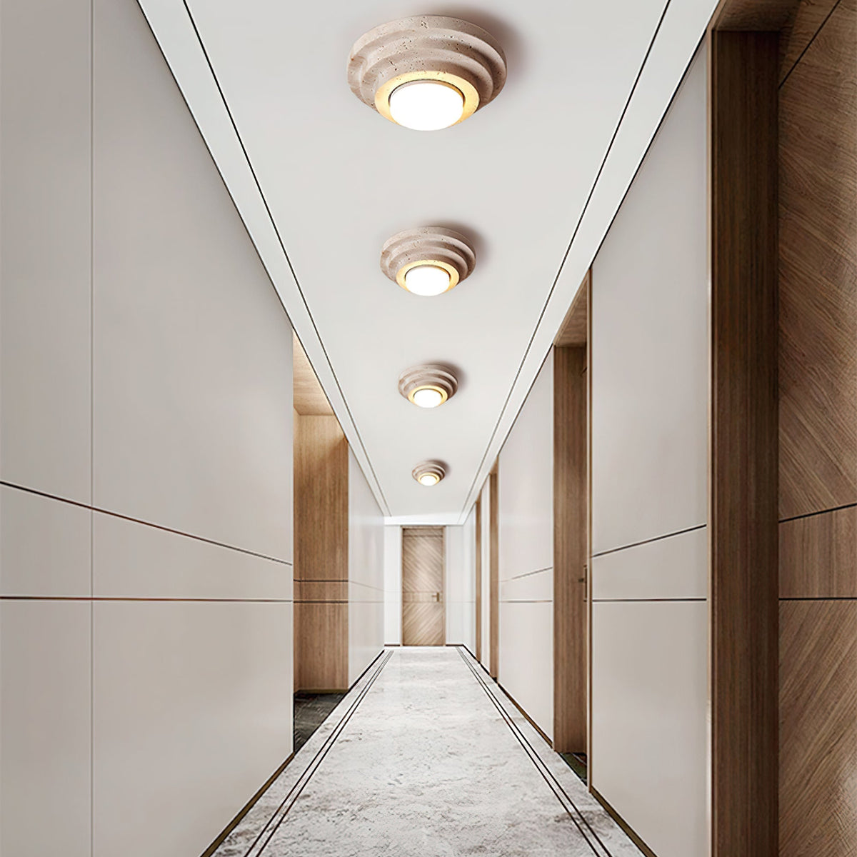 Zadoraris lampada da soffitto a strati in travertino