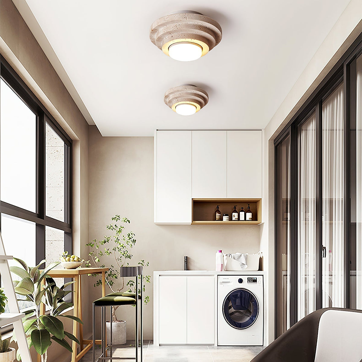 Zadoraris lampada da soffitto a strati in travertino