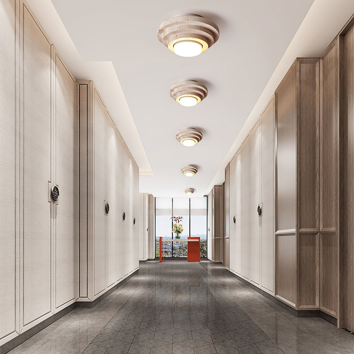 Zadoraris lampada da soffitto a strati in travertino
