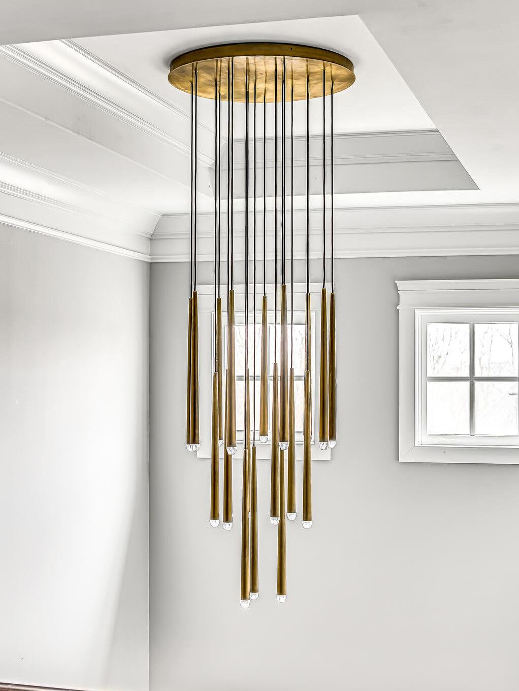 Larry lampadario Cristallo ottone Annerito Argento Scala