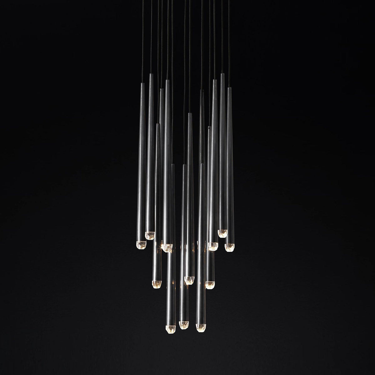 Larry lampadario Cristallo ottone Annerito Argento Scala