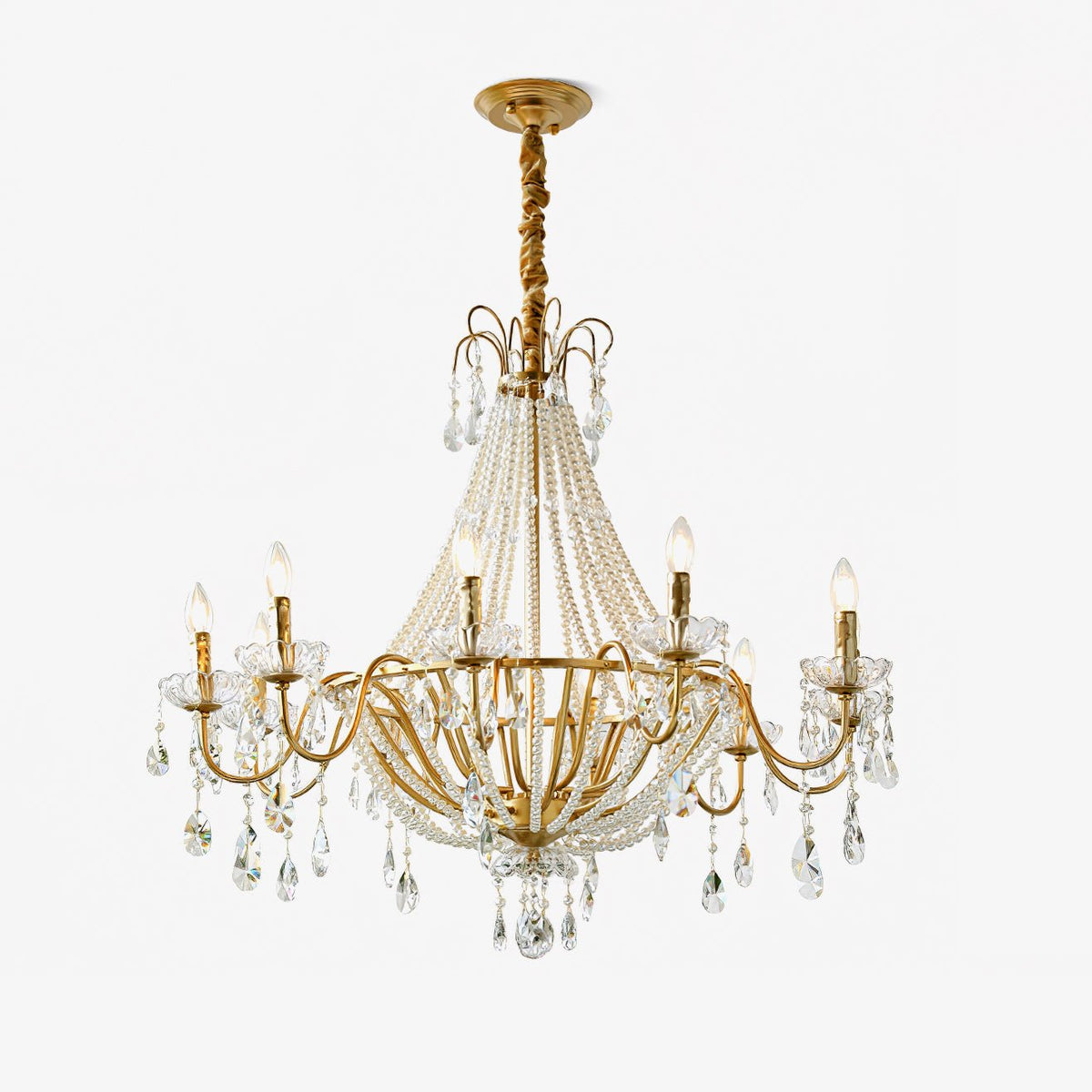 Eurvaros lampadario vintage in ottone con Cristallo