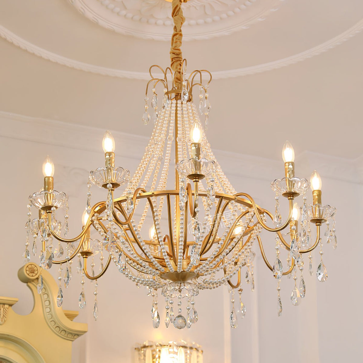 Eurvaros lampadario vintage in ottone con Cristallo