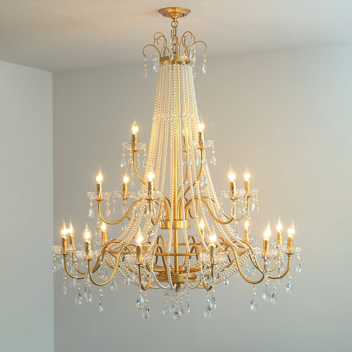 Eurvaros lampadario vintage in ottone con Cristallo