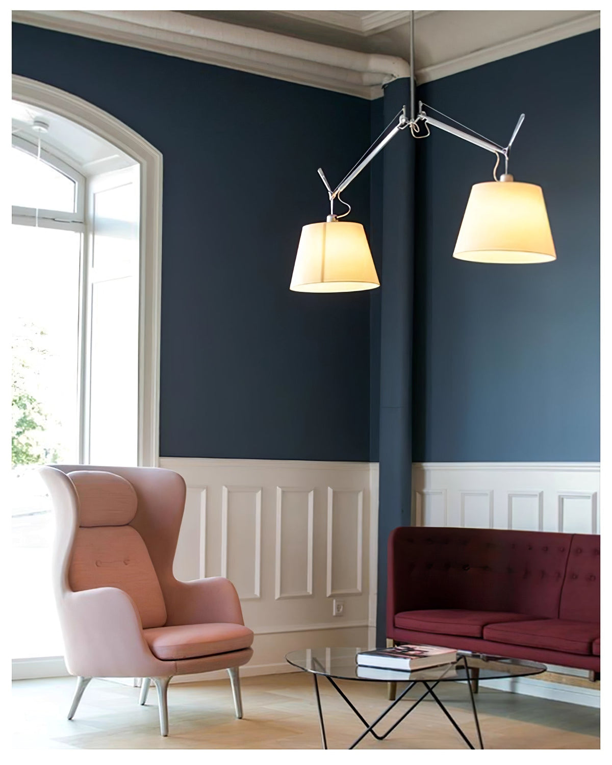 Evmirion lampada a sospensione con paralume in tessuto Premium Elegance