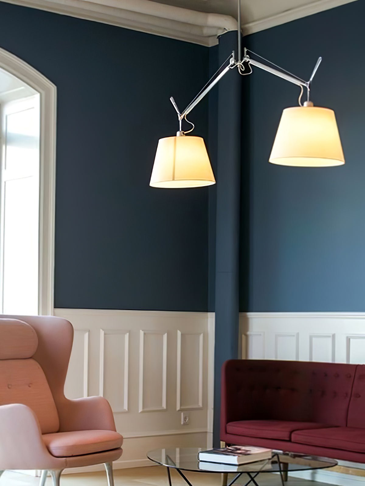 Evmirion lampada a sospensione con paralume in tessuto Premium Elegance