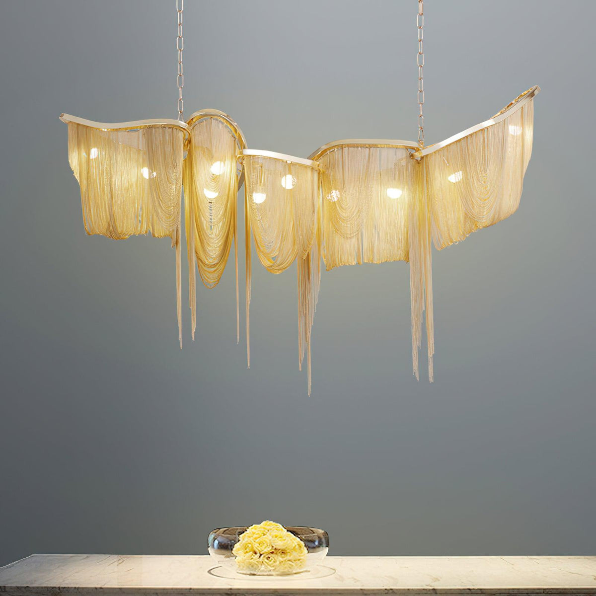 Soleraria lampadario Frangia Oro